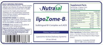 Nutrasal`s LipoZome B Complex: Sublingual Liposomal B Complex Spray 2 oz (59 ml)