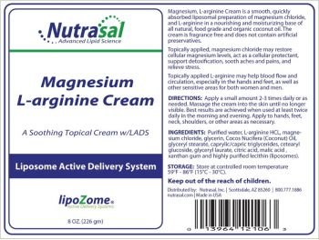 Nutrasal`s Liposomal Cream with Magnesium and L-arginine 8 oz (226 g)