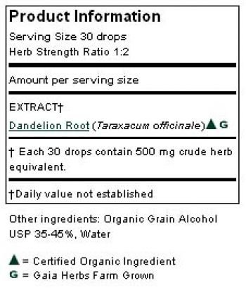 Gaia Herbs Organic Dandelion Root 1 fl.oz (30 ml)