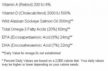 VC's 2000 IU Vitamin D3 in Wild Salmon Oil 180 Softgels Capsules