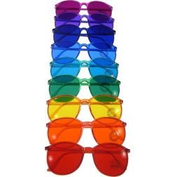 ROUND Style Color Therapy Glasses Set of 9 UV 400