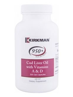 Kirkman 950+ Cod Liver Oil w/Vitamins A&D 300 gelcaps