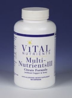 VN's Multi-Nutrients III (Citrate Formula) No Copper or Iron 180 capsules